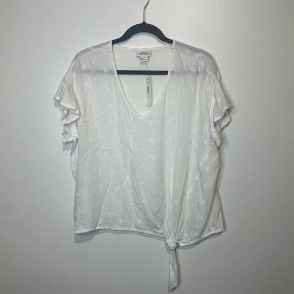 Ariat Tops - Ariat Women's Flutter Sleeve Tie Front Blouse size Large